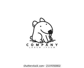Funny dog icon. Linear drawing style logo, emblem. Home pet happy dog. Vector illustration