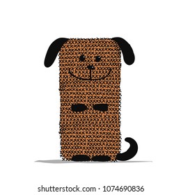 Funny dog knitting, sketch for your design