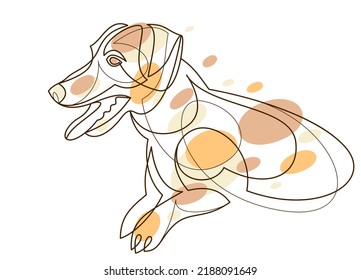 Funny dog linear vector illustration isolated, Jack Russel Terrier pet playful and cute, adorable dog.
