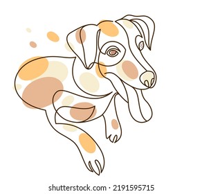 Funny dog linear vector illustration isolated, Jack Russel Terrier pet playful and cute, adorable dog.