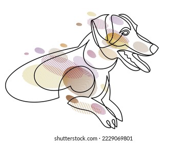 Graciosa ilustración vectorial lineal aislada, Jack Russel Terrier mascota juguetón y lindo, adorable perro.