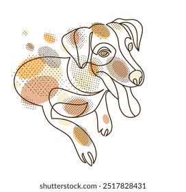 Engraçado cão ilustração vetor linear isolado, Jack Russel Terrier animal de estimação brincalhão e bonito, cão adorável.