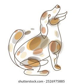 Engraçado cão ilustração vetor linear isolado, Jack Russel Terrier animal de estimação brincalhão e bonito, cão adorável.