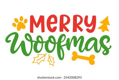 Funny Dog Merry Christmas Santa Hand Lettered Quote. Funny T-shirt print, bandana, bag, mug design, typography poster with vector brush modern calligraphy.