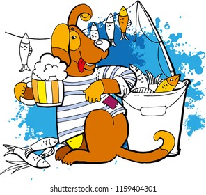 funny dog with a mug