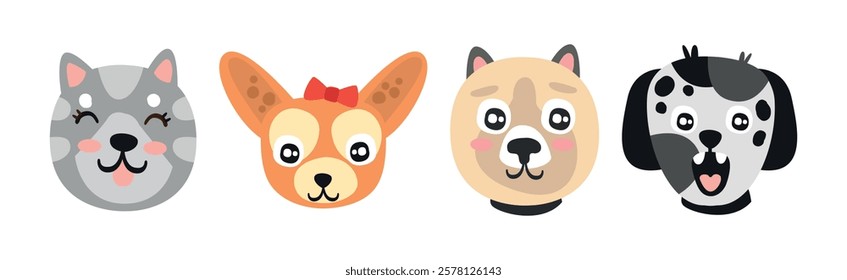 Funny Dog Muzzle and Smiling Snout Vector Set