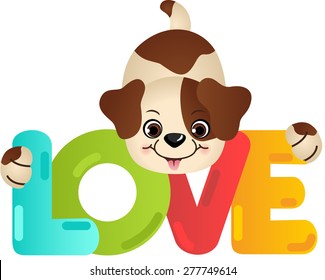 Funny dog on the word love