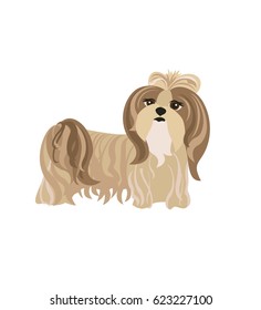 Funny dog pale cream Yorkshire terrier. Vector