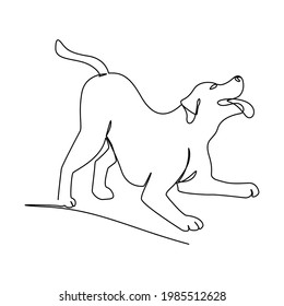 Funny dog, puppy, linear vector illustration.