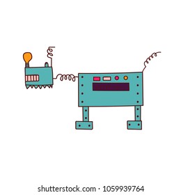 Funny dog robot. Sketch. Isolated on white. Vector illustration.