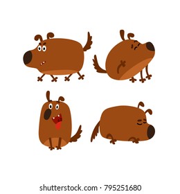 Funny Dog Set. Cartoon Style Dog Illustration