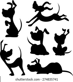funny dog silhouette - vector illustration