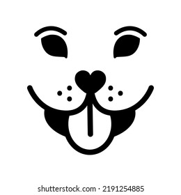Funny dog ​​face. Smiling muzzle of a pet. Simple vector illustration isolated on background. Ideal for logo