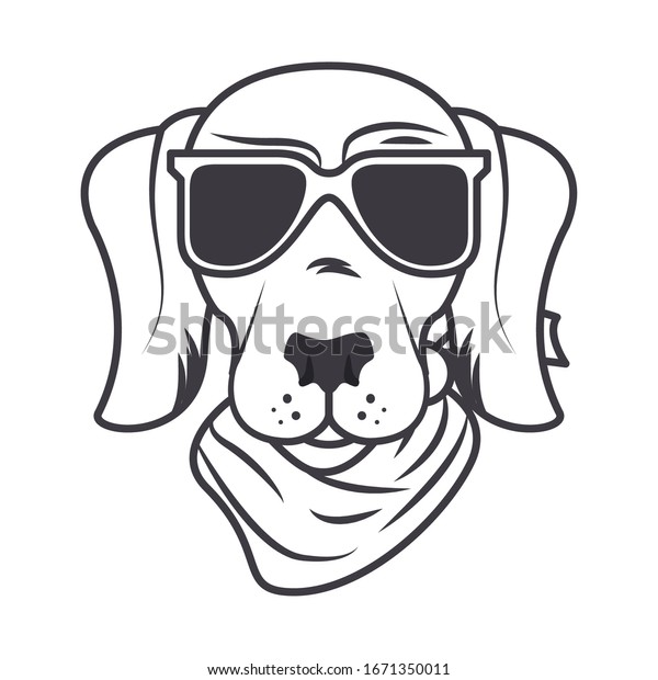 サングラスをかっこよく使った格好のベクターイラストデザインのおかしな犬 のベクター画像素材 ロイヤリティフリー