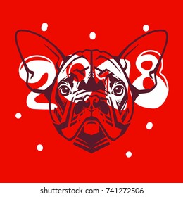 Funny Dog. Symbol of the 2018 Chinese New Year. 