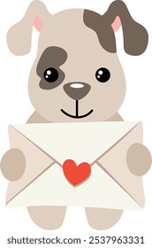 Funny dog with a valentine envelope