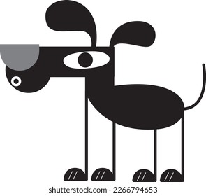 Arte vectorial de perros divertidos en blanco y negro