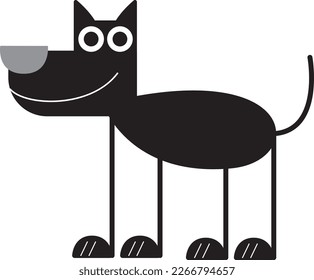 Funny dog vector art black and white