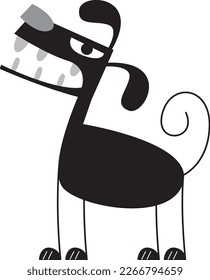 Funny dog vector art black and white