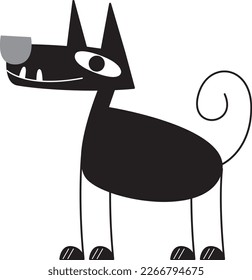 Funny dog vector art black and white