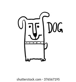 Funny dog vector illustration hand drawn