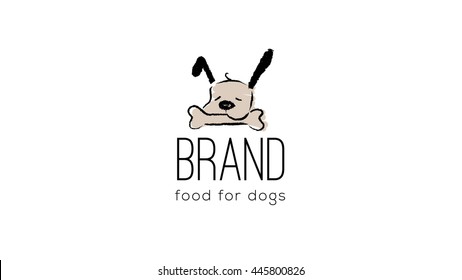 Funny dog vector logo template. Dog illustration. Veterinary brand. Pet shop sign.