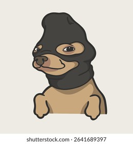 Funny Dog Wearing a Mask Meme Sticker Vector Cute Illustration