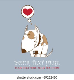 Funny doggy with heart.  Place for your text. Vector