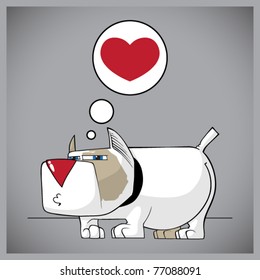 Funny doggy with heart. Vector