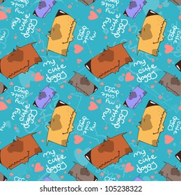 Funny doggy seamless texture. Vector illustration