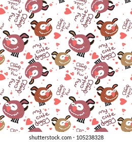 Funny doggy seamless texture. Vector illustration