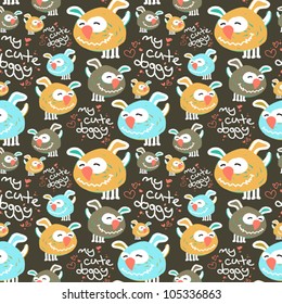 Funny doggy seamless texture. Vector illustration