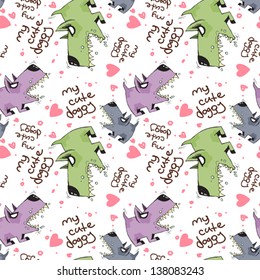 Funny doggy seamless texture. Vector illustration
