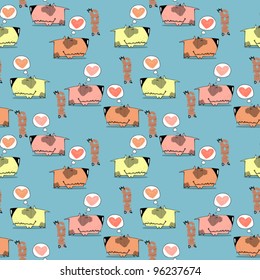 Funny doggy seamless texture. Vector illustration