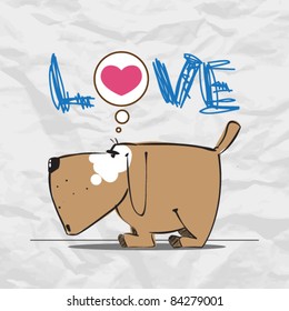 Funny doggy in sketch style on a paper-background. Vector illustration.