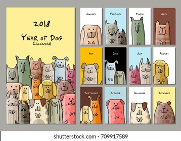 Funny dogs, calendar 2018 design