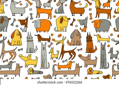 Funny dogs collection, seamless pattern for your design