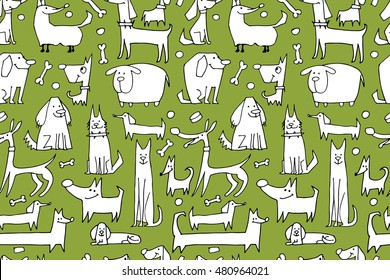 Funny dogs collection, seamless pattern for your design