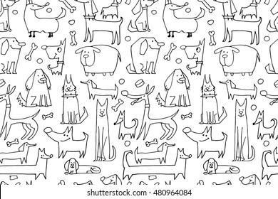 Funny dogs collection, seamless pattern for your design