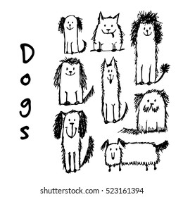 Funny dogs collection, sketch for your design