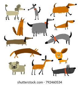 Funny dogs collection, sketch for your design