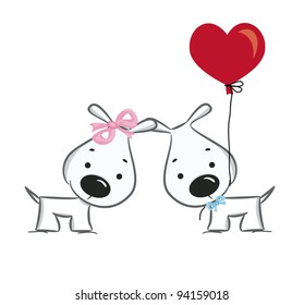 Funny dogs' couple -vector illustration