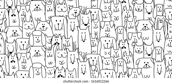 Funny dogs family, seamless pattern for your design. Vector illustration