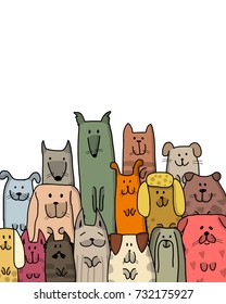Funny dogs family, sketch for your design