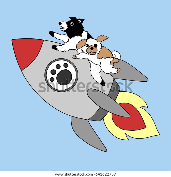 Funny Dogs Flying On Rocket Business Stock Vector (Royalty Free) 641622739