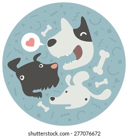 Funny dogs group, Pet, vector illustration