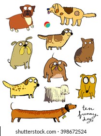 funny dogs icons. 