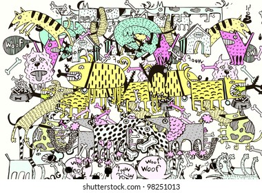 Funny Dogs Vector Background