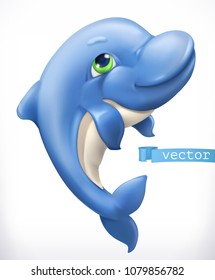 Funny dolphin. 3d vector icon
