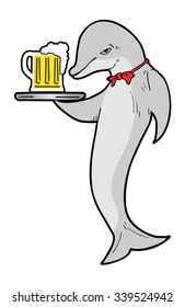 funny dolphin with beer